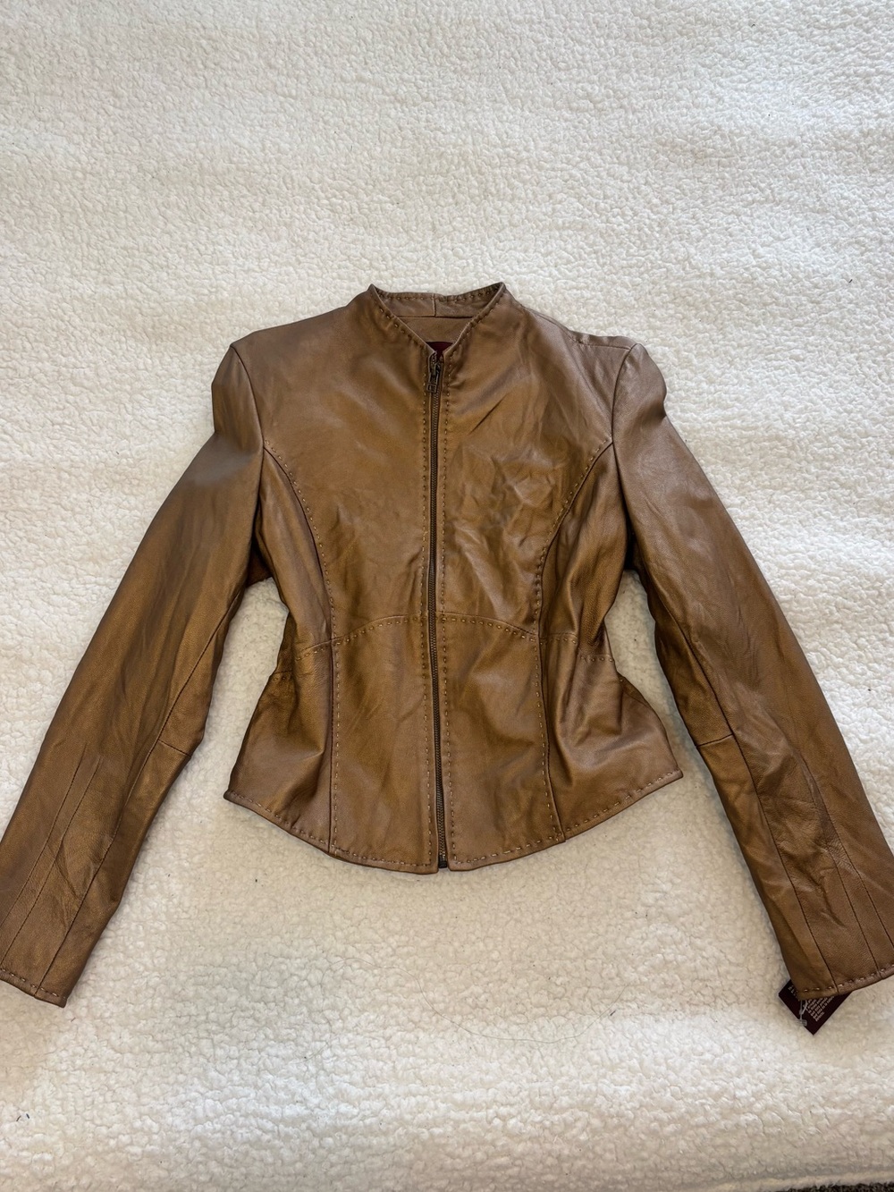 Margaret Godfrey Women Vintage Bronze Genuine Leather Moto Jacket